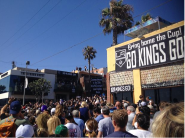 Go Kings Go signs in Manhattan Beach during the Stanley Cup Parade for the Los Angeles Kings