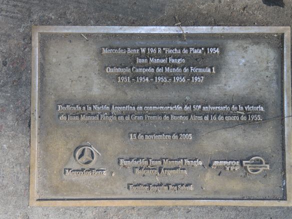 BA Fangio plaque