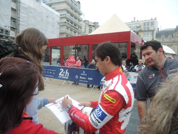 Nelson signs autographs for the fans at Le Mans.