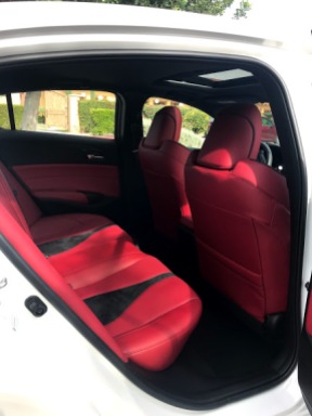Acura ILX red leather interior for the A Girls Guide to Cars #Drive2Learn conference photo by Kiera Reilly