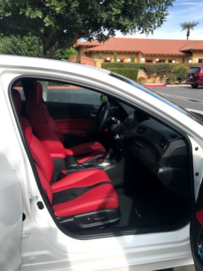 Acura ILX red leather interior for the A Girls Guide to Cars #Drive2Learn conference photo by Kiera Reilly